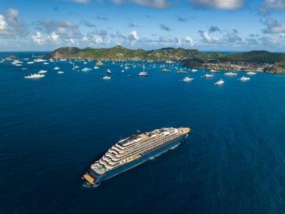 A yacht sails through the sea near St. Barths