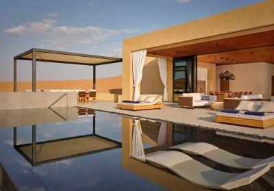 infintiy pool with wet beds and large sunlounges 
