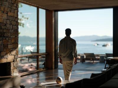 A man strolls though the Lake Club