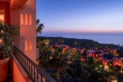 View of beautiful courtyard from balcony.