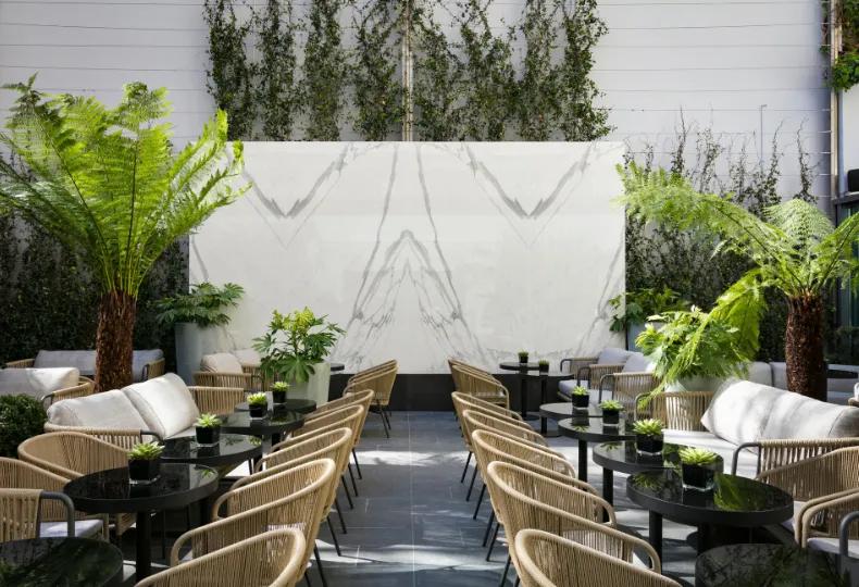 Refined terrace space with a breathtaking view of the roofs of Paris.