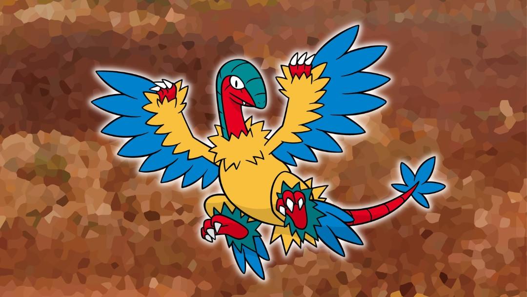 Pokemon Fossil Museum character on a gold background